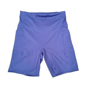 DSG Womens High Rise Biker Shorts Purple Pockets Activewear Compression Medium